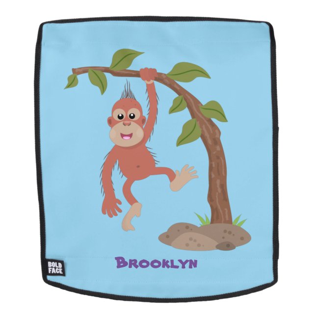 Sac À Dos Caricature de bébé orangoutan joyeux (Devant amovible)