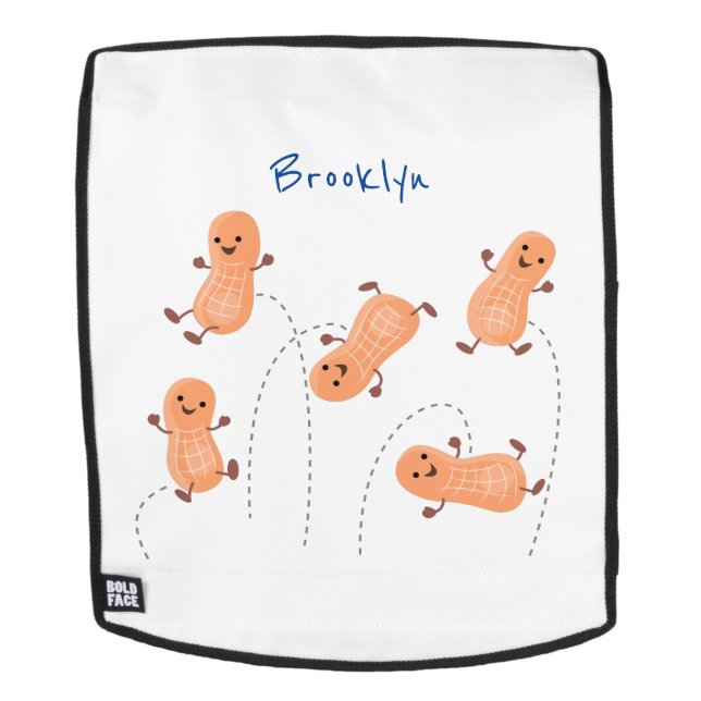 Sac À Dos Caricature de cacahuètes joyeux sautillant (Devant amovible)