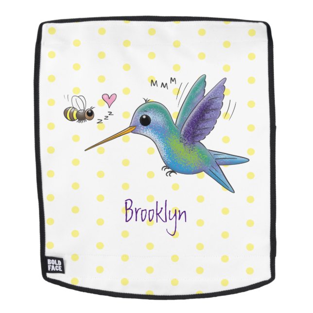 Sac À Dos Caricature de colibri d'abeille mignonne (Devant amovible)