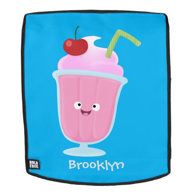 Sac À Dos Caricature de crème glacée de fraise mignonne (Devant amovible)