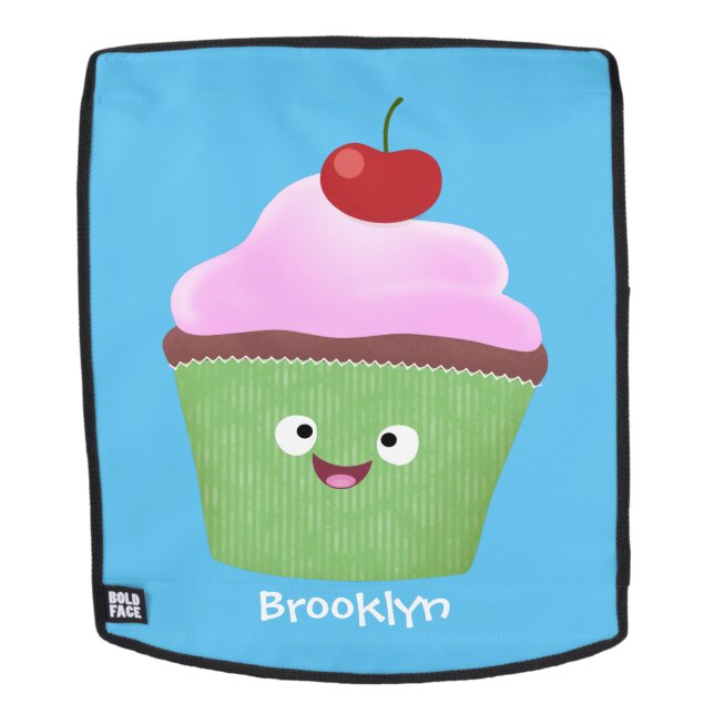 Sac À Dos Caricature de cupcake joyeux (Devant amovible)