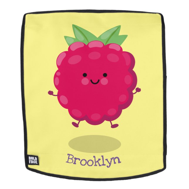 Sac À Dos Caricature de framboise très heureuse (Devant amovible)