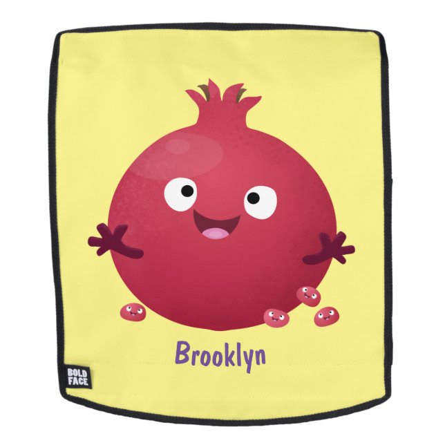Sac À Dos Caricature de fruits à la grenade joyeux (Devant amovible)