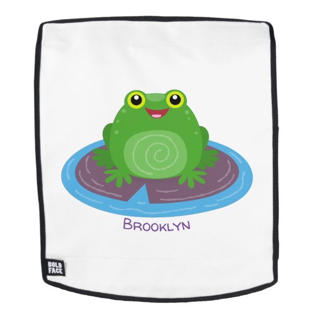 Sac À Dos Caricature de grenouille verte mignonne (Devant amovible)