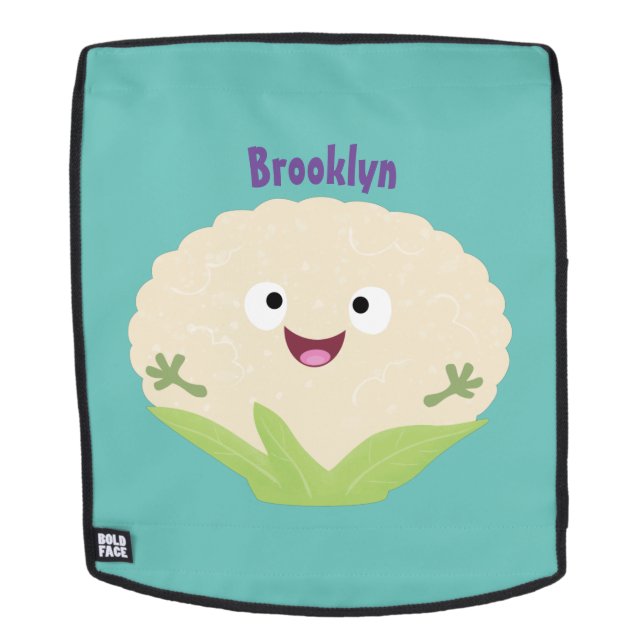 Sac À Dos Caricature de légume de chou-fleur joyeux (Devant amovible)