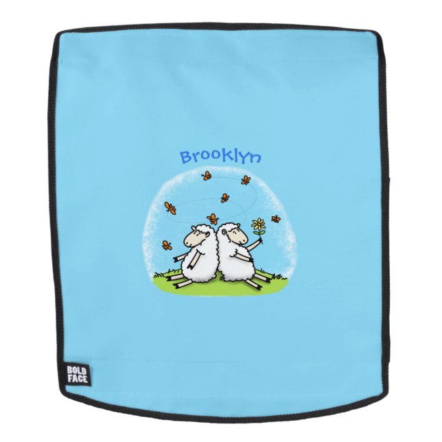 Sac À Dos Caricature de moutons mignons amis et papillons (Devant amovible)