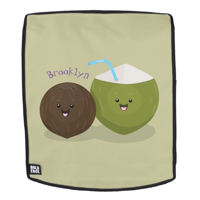 Sac À Dos Caricature de noix de coco kawaii joyeux (Devant amovible)