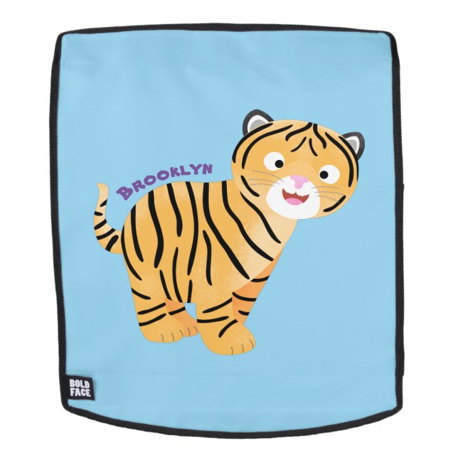 Sac À Dos Caricature de petit tigre joyeux (Devant amovible)
