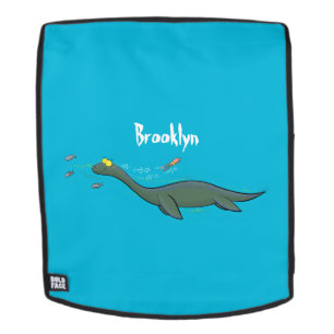 Sac À Dos Caricature de plesiosaure, monstre marin mignon et