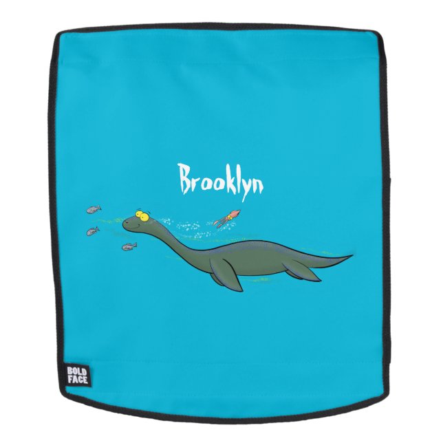 Sac À Dos Caricature de plesiosaure, monstre marin mignon et (Devant amovible)
