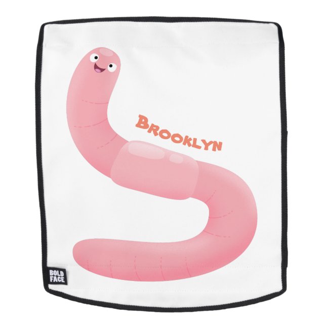 Sac À Dos Caricature de vers de terre rose joli (Devant amovible)