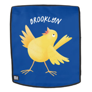 Sac À Dos Caricature d'oiseau canari jaune chantant mignon