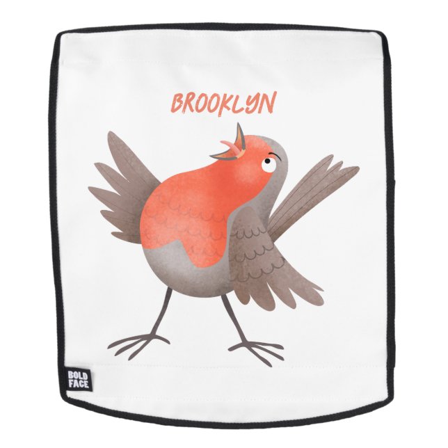 Sac À Dos Caricature d'oiseau rouge chantant mignon (Devant amovible)