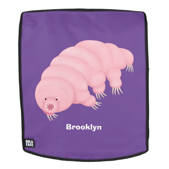 Sac À Dos Caricature d'ours d'eau tardigrade rose mignon (Devant amovible)