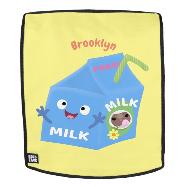 Sac À Dos Caricature en carton de lait joyeux (Devant amovible)