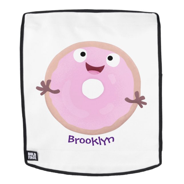 Sac À Dos Caricature joli beignet rose vitré (Devant amovible)