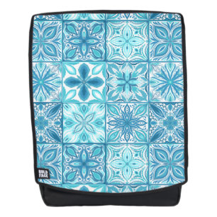 Sac À Dos Carreaux décorés en bleu et blanc