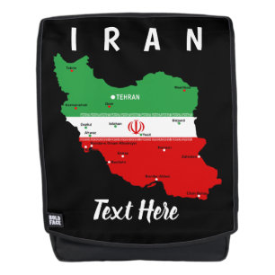 Sac À Dos Carte de l'Iran avec drapeau et emblème