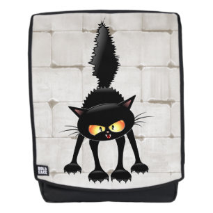 Sac À Dos Chat noir de dessin animé drôle et féroce 
