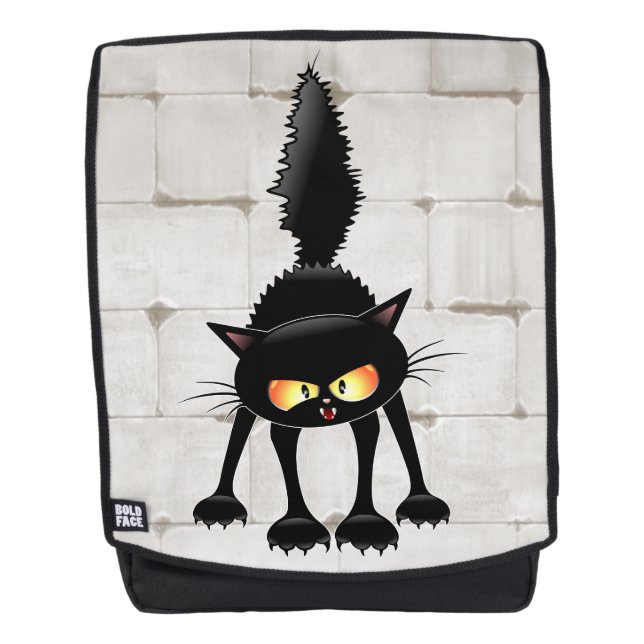 Sac À Dos Chat noir de dessin animé drôle et féroce  (Devant)