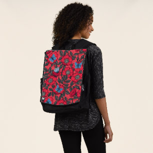 Sac À Dos Chien rose et papillons en rouge et bleu