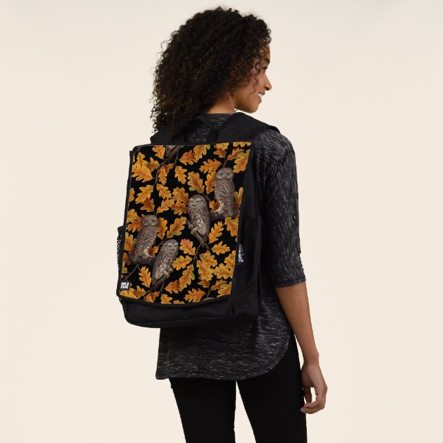Sac À Dos Chouettes d'automne sur noir (Porté)