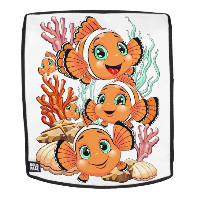Sac À Dos Clown fish Cartoon cute Family Underwater (Devant amovible)