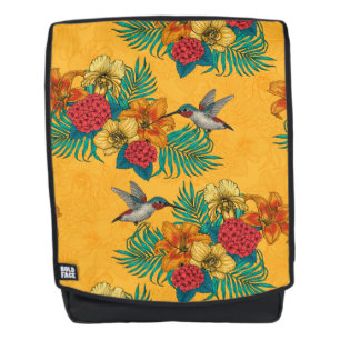 Sac À Dos Colibris et bouquet tropical en jaune