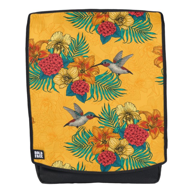 Sac À Dos Colibris et bouquet tropical en jaune (Devant)