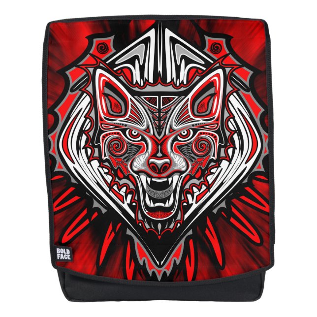 Sac À Dos Conception de totem tribal Haida Loup (Devant)