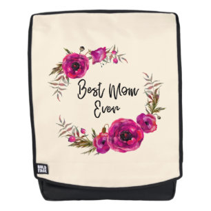 Sac À Dos Couronne de coquelicot fuchsia rose Meilleure mama