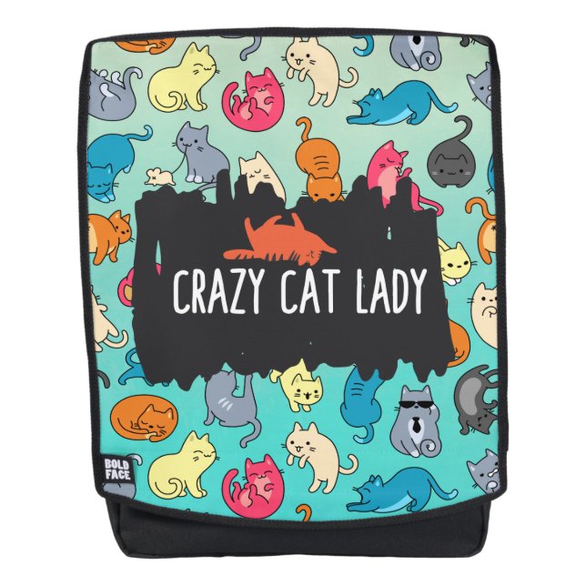 Sac À Dos Crazy Cat Lady Cute et Playay Cat Motif (Devant)