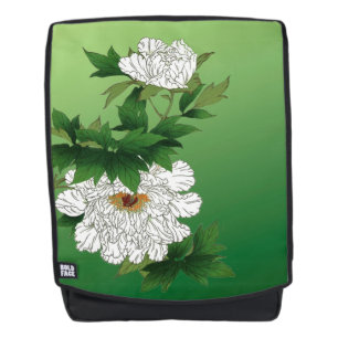 Sac À Dos Croquis japonais vintage de grande pivoine blanche