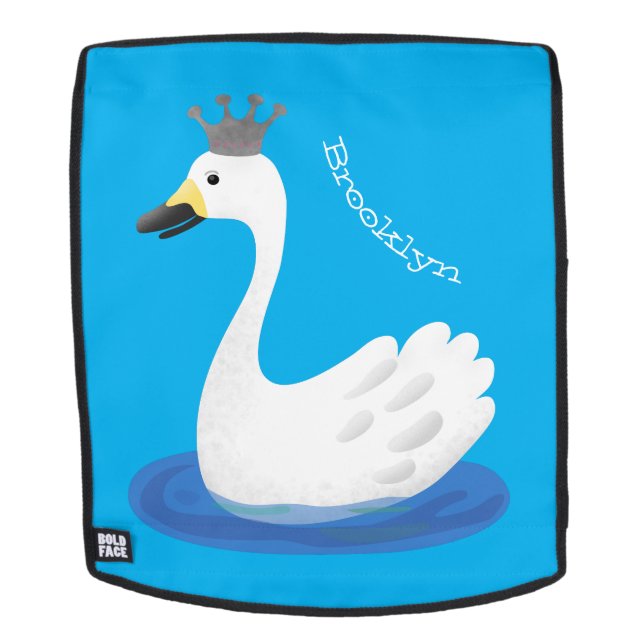 Sac À Dos Cute cygne blanc avec dessin de la couronne (Devant amovible)