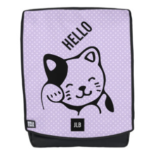 Sac À Dos Cute noir et blanc Kitty Chat Waving Bonjour