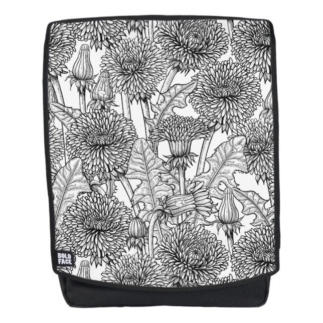 Sac À Dos Dandelions, noir et blanc (Devant)