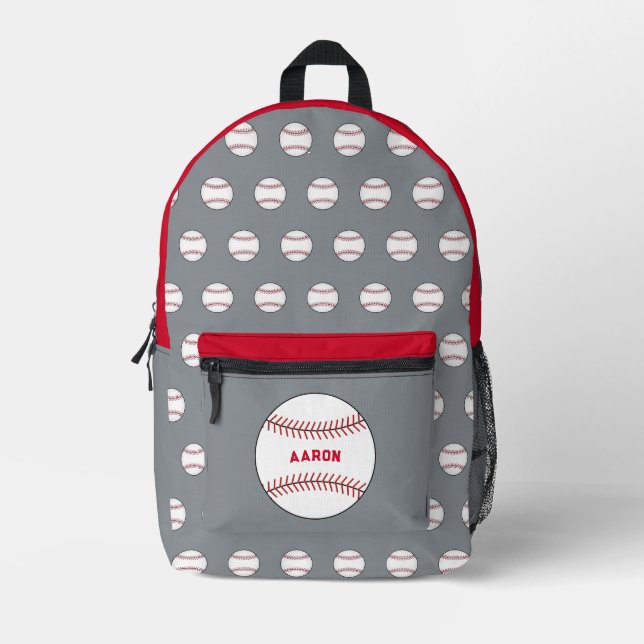 Sac à dos de baseball gris personnalisé (Recto)