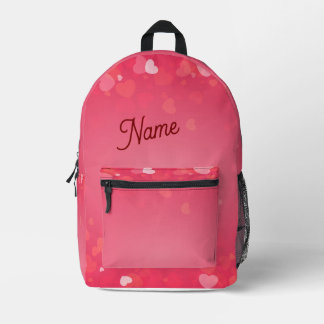 Sac à dos de coeur rose personnalisé - Nom personn