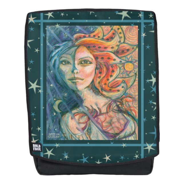 Sac à dos de déesse Imaginaire avec soleil lune et (Devant)