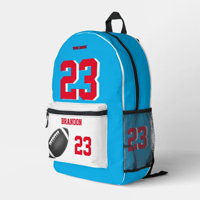 sac à dos de football américain noir ciel bleu sac (Coin arrière droit)