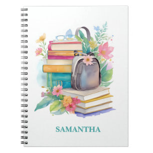 Sac à dos de livres à l'aquarelle Fleurs Journal p