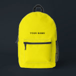 Sac à dos de nom personnalisé jaune noir<br><div class="desc">Personnalisez facilement ce sac à dos simple et cool en ajoutant votre nom ou votre texte personnalisé. Un design cool et moderne en jaune et noir avec une police sans serif claire, pour un look moderne, professionnel et pointu, parfait comme cadeau personnalisé pour les étudiants de collège, lycée, enfants. Le...</div>