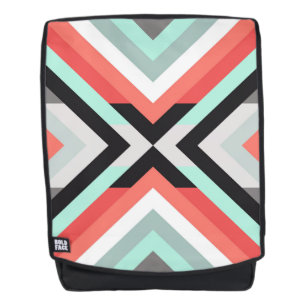 Sac À Dos Design géométrique stylé Coral Mint Grey