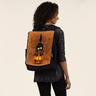 Sac À Dos Dessin d'Halloween au chat effrayé sur Citrouille