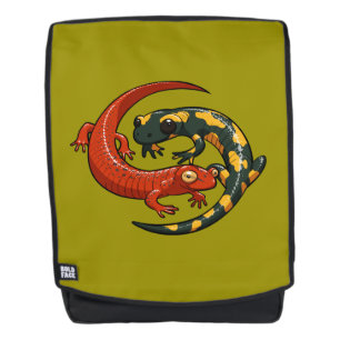 Sac À Dos Deux Salamandres Souriants Colorés En Dessin