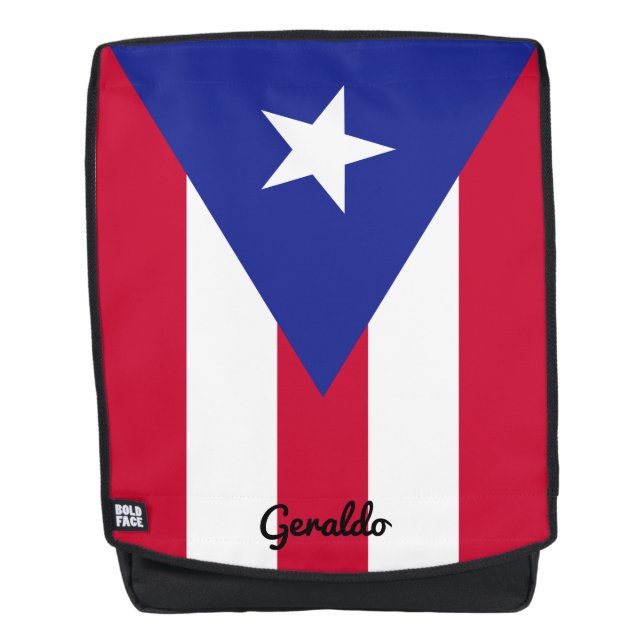 Sac À Dos Drapeau Porto Rico avec Monogramme personnalisé (Devant)