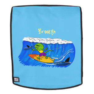 Sac À Dos Drôle caricature de surf de lézard au cou
