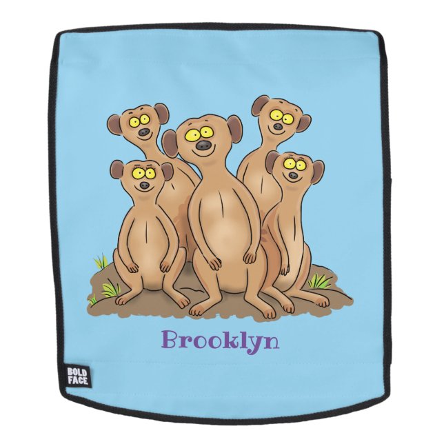 Sac À Dos Drôle dessin de la famille meerkat (Devant amovible)
