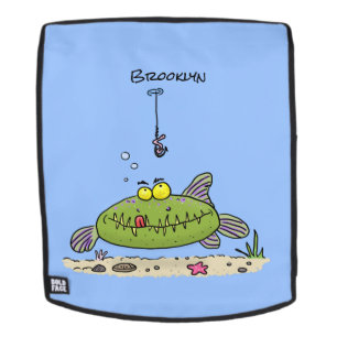Sac À Dos Drôle gras affamé poisson vert dessin de pêche