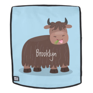 Sac À Dos Drôle joyeux yak mangeant de l'herbe dessin d'illu